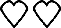 There are 2 hearts arranged in a row. 
