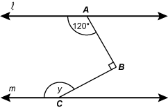 a diagram of two parallel lines with a right angle between them