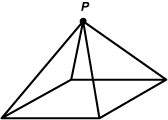 A square pyramid is shown with a vertex at the top labeled P.