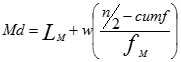 Md equals Lm plus w times n over 2 minus cumf divided by function M