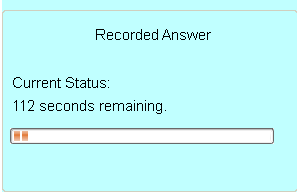 A blue box with a progress bar and text: Recorded Answer, Current Status:, and time remaining.