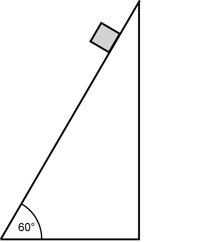 an inclined plane with a block near the top of the diagonal surface